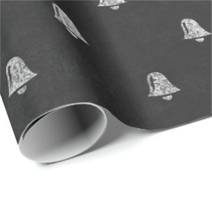 Black White Minimal Bells Christmas Chalkboard Wrapping Paper