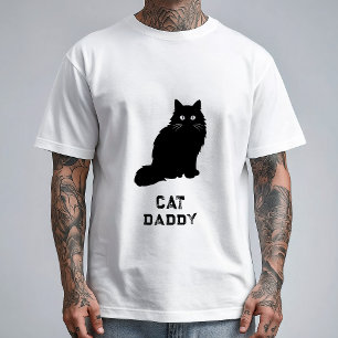 Black White Minimal Cat Daddy Funny  T-Shirt