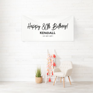 Black & White Minimal Custom Happy Birthday Banner