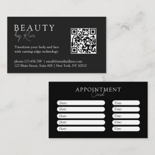 Black & White Minimal Elegant Salon Appointment Card