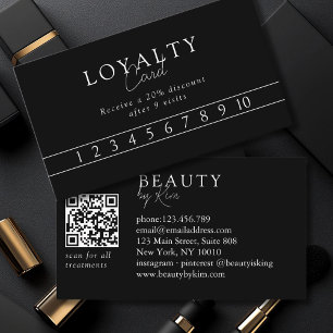 Black & White Minimal Elegant Salon QR Code Business Card