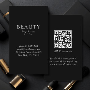 Black & White Minimal Elegant, Salon QR Code Business Card