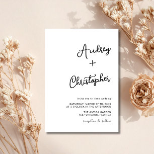 Black & White Minimal Modern Calligraphy Wedding Invitation