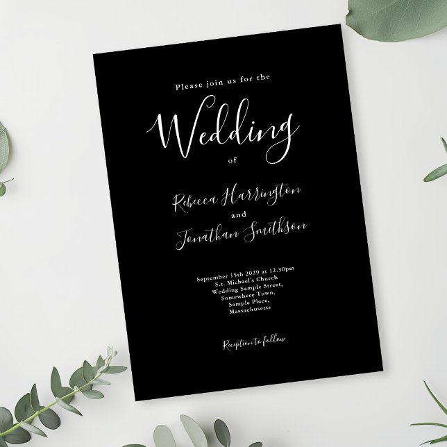 Black White Minimal Modern Elegant Wedding Invitation (Creator Uploaded)