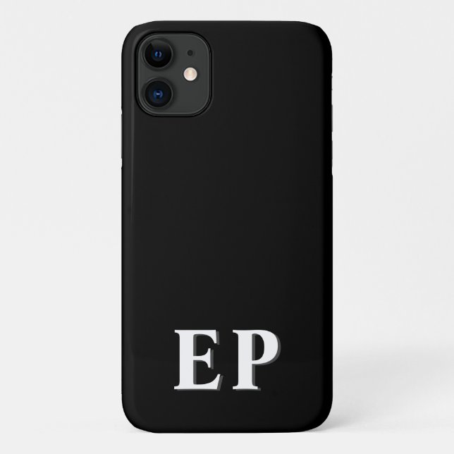Black & White | Minimal Modern Initial Monogram Case-Mate iPhone Case (Back)