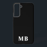 Black & White | Minimal Modern Initial Monogram Samsung Galaxy Case<br><div class="desc">This stylish phone case design features a simple modern design in black & white. Make one of a kind phone case with custom initials and name. It will be a cool, unique gift for someone special or yourself. If you want to change the fonts or position, click the "Customise further"...</div>