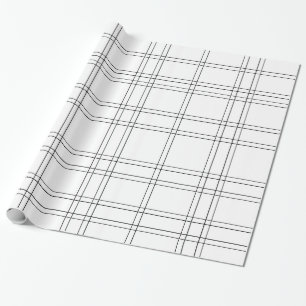 Black & White Minimal Modern Plaid Clean Pattern Wrapping Paper