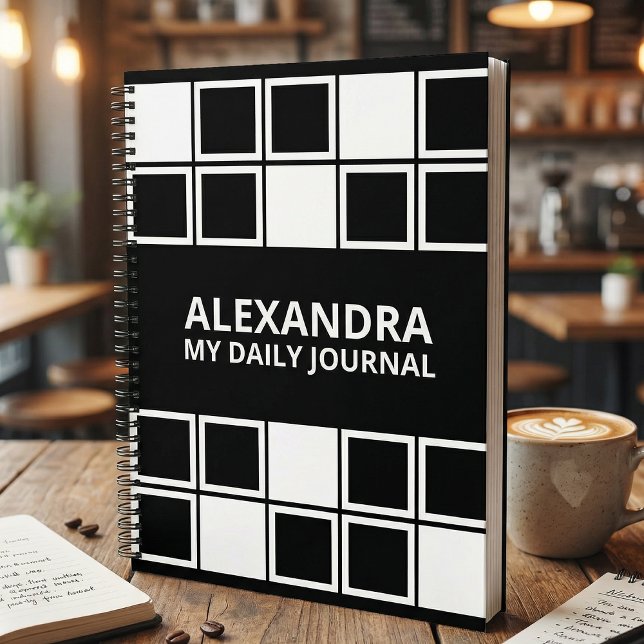 Black White Minimal Modern Squared Daily  Notebook (Creator Uploaded)