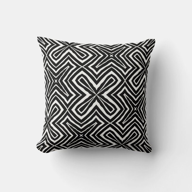 Black & White Minimal Pattern Cushion (Front)
