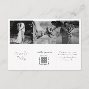 Black & White Minimal Photo collage Wedding Enclosure Card