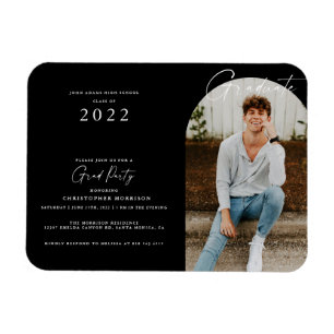 Black/White Minimal Photo Graduation Invitation Magnet