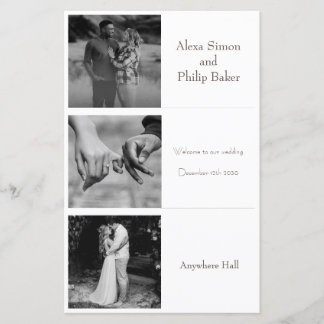 Black & White Minimal Photo Wedding menu