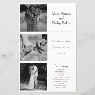 Black & White Minimal Photo wedding program