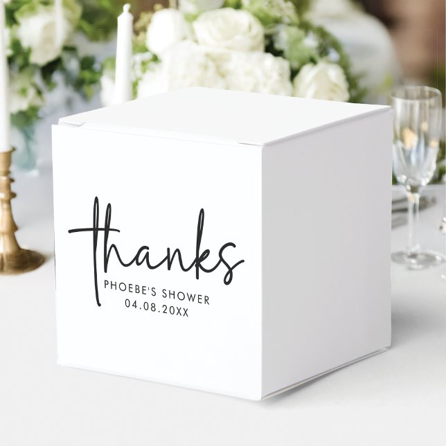 Black & White Minimal Script Bridal Shower Square Favour Box (Creator Uploaded)
