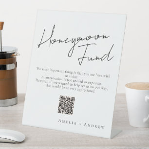 Black White Minimal Script Elegant Wedding Pedestal Sign