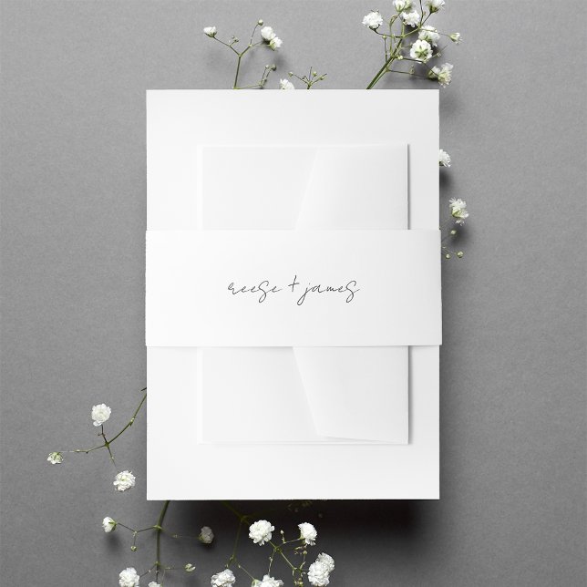 Black & White Minimal Script Wedding Invitation Belly Band (Creator Uploaded)