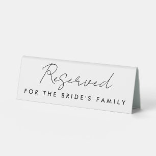 Black & White Minimal Script Wedding Reserved Sign
