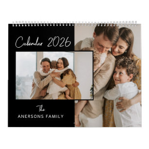 Black & White Minimalist Aesthetic Family Photo Calendar