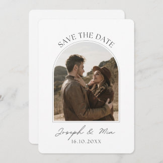 Black White Minimalist Arch Save The Date Card