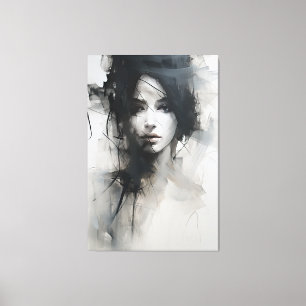 Black & White Minimalist Art   Ethereal Essence Canvas Print