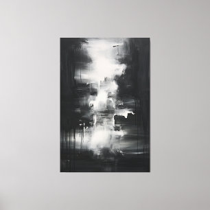 Black & White Minimalist Art   Midnight Serenity Canvas Print