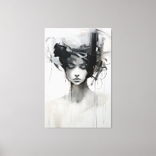 Black & White Minimalist Art   Tranquil Reverie Canvas Print