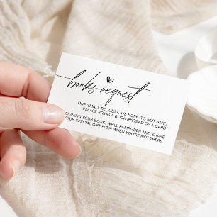 Black & White Minimalist Books Request  Enclosure Card