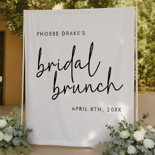 Black & White Minimalist Bridal Brunch Backdrop Tapestry