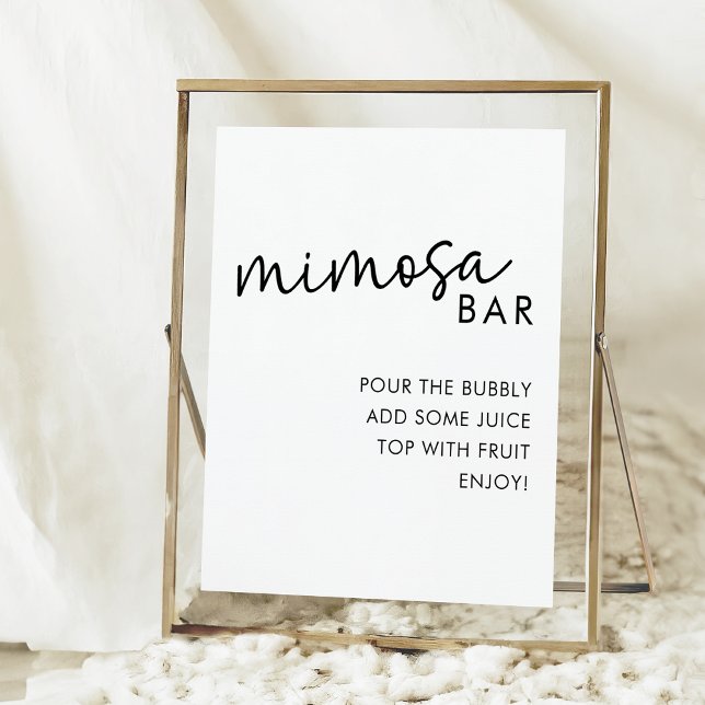 Black & White Minimalist Bridal Shower Mimosa Bar  Poster (Creator Uploaded)