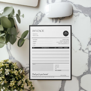 Black & White Minimalist Business Invoice Template Notepad