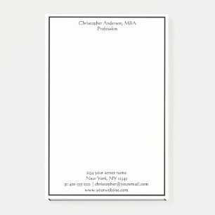 Black White Minimalist Business Professional Post-it Notes