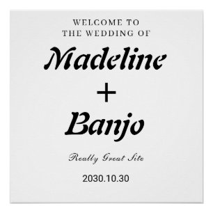 Black & White Minimalist Calligraphy Wedding Poster