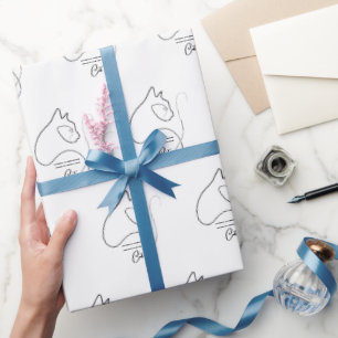 Black & White Minimalist Cat Gift Wrapping Paper