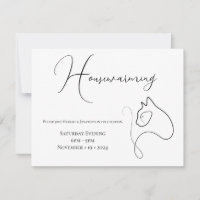 Black & White Minimalist Cat Lover Housewarming