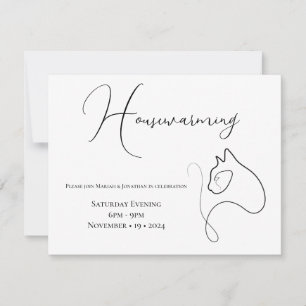 Black & White Minimalist Cat Lover Housewarming Invitation