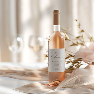 Black & White Minimalist "Cheers to Love" Wedding Wine Label