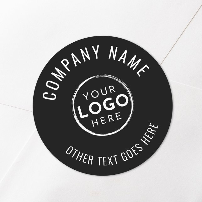 Black White Minimalist Company Logo Classic Round Sticker (Black White Minimalist Company Logo Classic Round Sticker)