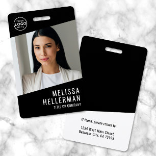 Black White Minimalist Company Logo Employee ID ID Badge