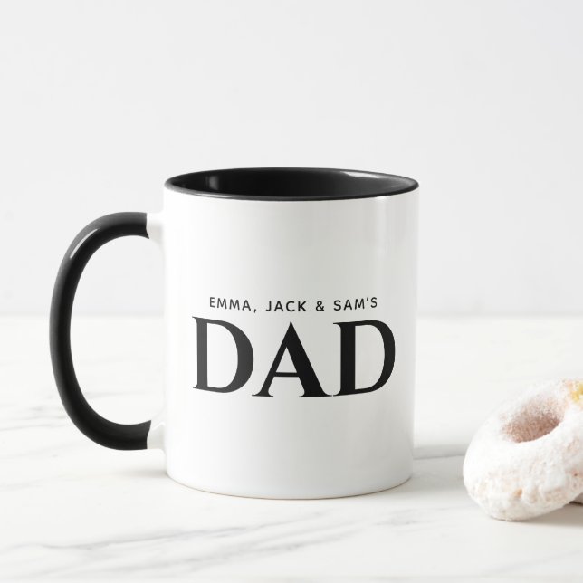 Black & White Minimalist Dad Personalized Mug  (With Donut)