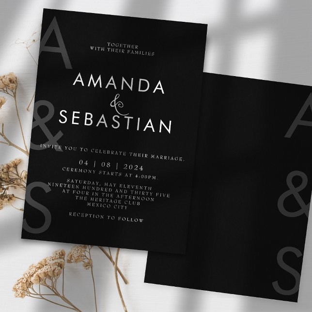 Black & White Minimalist Elegant Wedding Invitation (Creator Uploaded)