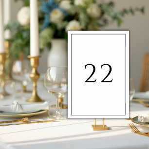 Black & White Minimalist Elegant Wedding  Table Number
