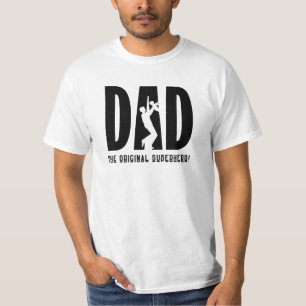 Black White Minimalist Father's Day Superhero dad T-Shirt