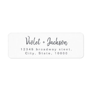Black white minimalist handwritten script address