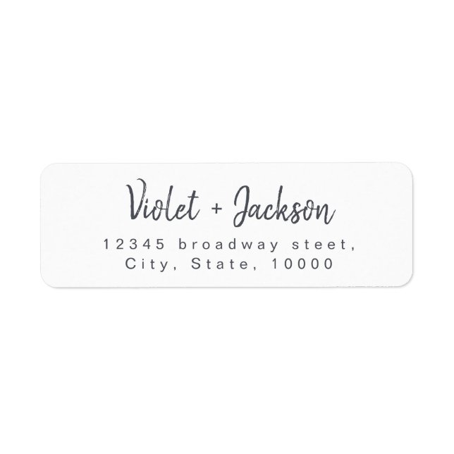 Black white minimalist handwritten script address (Front)