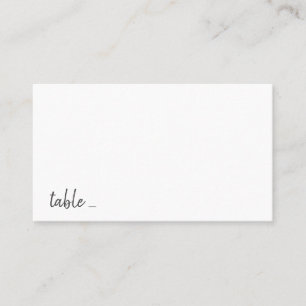 Black white minimalist handwritten script wedding place card