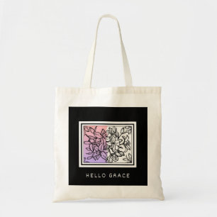 Black White Minimalist Hello Grace Tote Bag