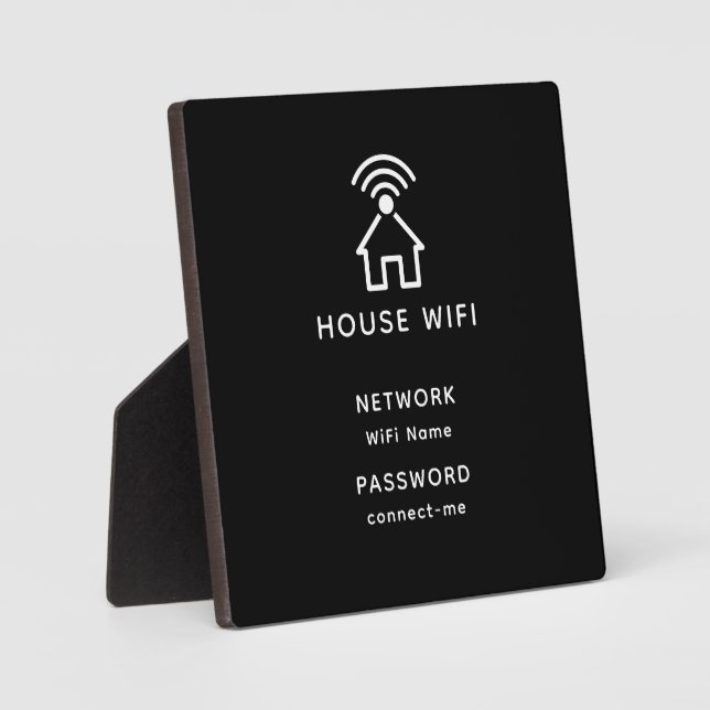 Black & White Minimalist House Wifi Password Plaque (Front)