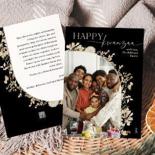Black & White Minimalist Kwanzaa Photo  Holiday Card