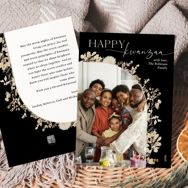 Black & White Minimalist Kwanzaa Photo  Holiday Card (Creator Uploaded)
