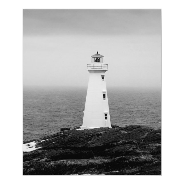 Black White Minimalist Lighthouse Photo Print (Front)
